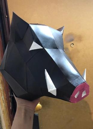 Paperkhan конструктор із картону 3d фігура кабан свиня порося паперкрафт papercraft набір іграшка