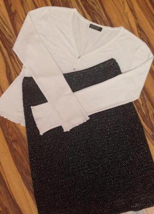 Элегантный комплект "kookai" : черная юбка-карандаш и белый кардиган