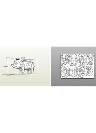 Paperkhan сборная модель фигура пазл фигура кабан свинья поросенок паперкрафт...