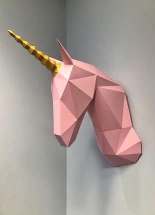 Paperkhan конструктор із картону 3d фігура коня єдиноріг паперкрафт papercraft подарунковий набір суверн іграшка