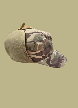 Зимова кепка тепла тактична камуфляжна військова мультикам на флісі бейсболка всу
