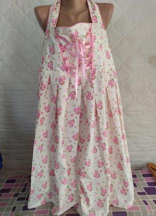 Ситцевое платье,платье миди,размер 50,дирндль.