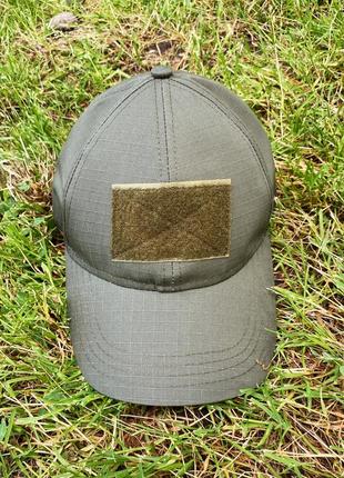 Тактическая кепка олива всу, бейсболка олива с шевроном, летняя армейская кепка регулируемая + подарок