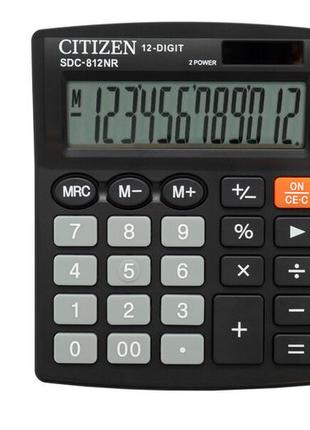 Калькулятор citizen, 12 розрядний, бухгалтерський, (sdc-812nr)