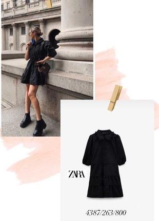 Ярусне плаття зара з попліну з об'ємними рукавами ліхтарики від zara4 фото