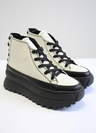 Кеды белые за щиколотку на высокой подошве (36 размер)  abby shoes
