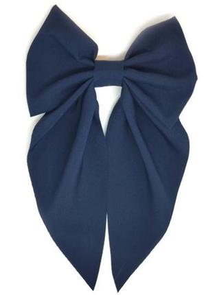 Бант шпилька софт синій на уточці ширина 13 см. висота 20 см.