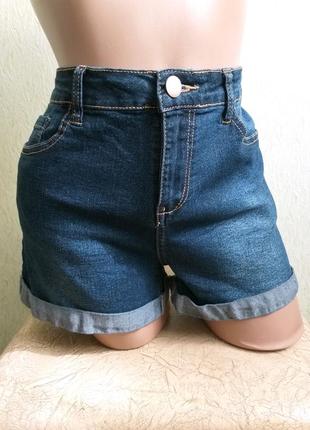Джинсовые шорты. стрейчевые шортики. высокая посадка. темно-синие.