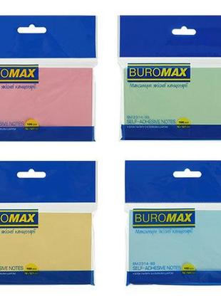 Стикери закладки buromax, 12*45 мм., 100 шт., пластикові, 5 неонових кольорів, jobmax (вм.2301-98)