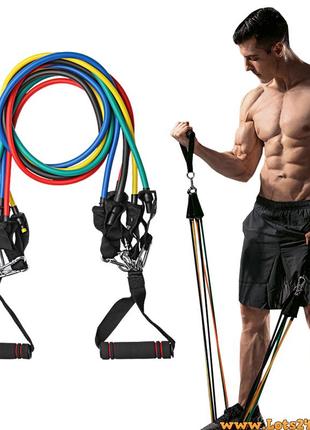 Резинки для фитнеса набор резинок для тренировок трубчатый эспандер лыжника