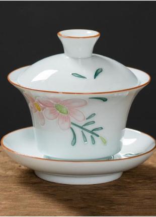 Гайвань цветы ёмкость 150 мл. посуда для чайной церемонии используется в китайской чайной традиции