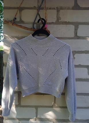 Свитер укороченный серый