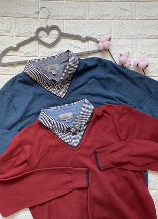 Набор 2 классический пуловер кофта мужская мирер с воротником размер м новый