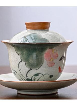 Гайвань із лотосом ємність 150 мл. посуд для чайної церемонії використовується в китайській чайній традиції