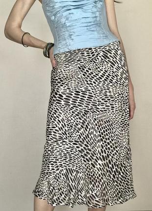 Вискоза + шовк. легкая стильная юбка cc petite на лето зверятный принт сафари миди юбка