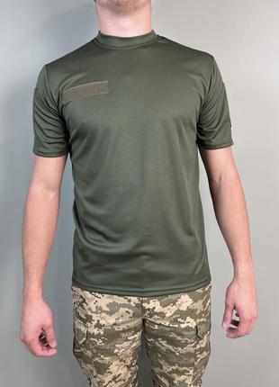 Тактична футболка олива coolmax зсу чоловіча армійська футболка вологовідвідна coolmax військова футболка