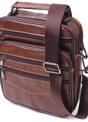 Стильна чоловіча сумка з натуральної шкіри 21275 vintage коричнева