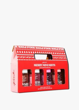 Подарунковий набір спреїв вікторія сікрет victoria's secret pink merry mini mists gift set