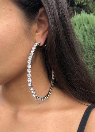 Серьги кольца с кристаллами