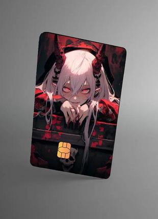 Наклейка на банковскую карту demon woman black стикер на банківську картку