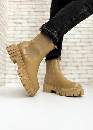 Нові бежеві моко зимові челсі ботинки черевики