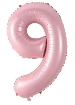 Цифра фольгірована 9 рожева 30" 76 см
