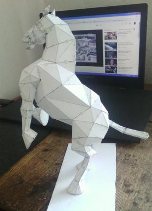 Paperkhan конструктор из картона конь лошадь жеребец оригами papercraft 3d фигура развивающий набор антистресс