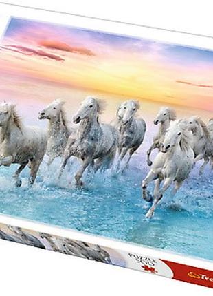 Пазли - (500 елм.) - "коні скачуть по пляжу"
