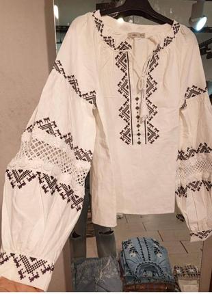 Колоритна блуза вишиванка, українська вишиванка, етно сорочка з вишивкою