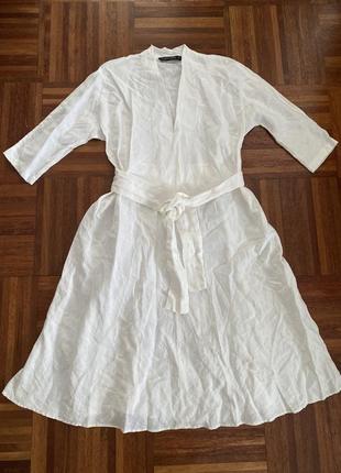 Новое белое льняное макси платье 💯 лен zara woman l испания 🇪🇸