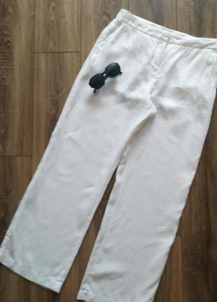 Широкие 100% лен брюки льняные белого цвета от hobbs