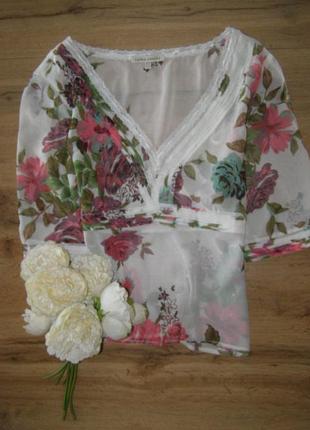 Laura ashley блуза цветы 100% шелк 14 размер