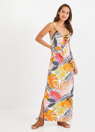 .брендовое длинное трикотажное платье "promod" с растительным принтом. размер xl.