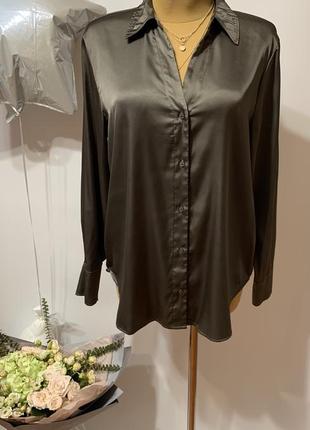 Сатинова блуза,колір оливки