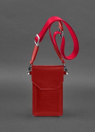 Кожаная сумка-чехол для телефона красная