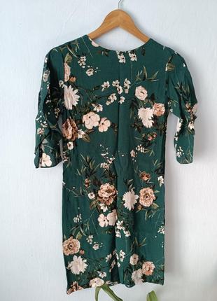Розпродаж ❗плаття сукня базова міні коротка зелена квітковий принт віскоза