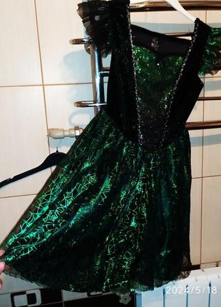 Карнавальний костюм відьмочка чародійка на хелловін 7-8 років 122-128 см