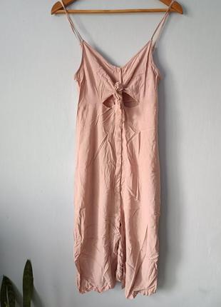 Розпродаж ❗плаття сукня базова сарафан світлий рожевий віскоза льон