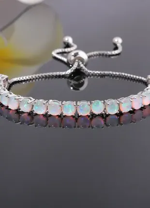 Браслет ювелирный сплав покрытие родий с опалом