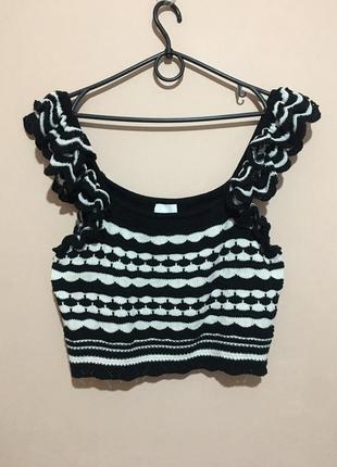 Вязаный топ h&m crochet-look crop top - xl8 фото