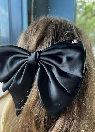 Заколка-автомат бант шелковая черного цвета