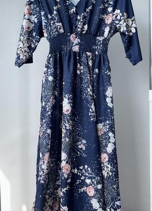 Неймовірна сатинова сукня максі у квіти квітковий принт на пуговках  платье макси длинное