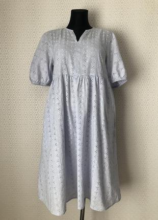 Прошва! ніжне, романтичне світло-блакитне плаття з прошви від vrs, розмір s (м)