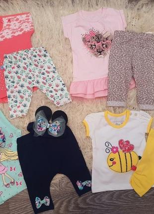 Костюм, комплект для девочки лосины, футболка, шорты, с девочкой, леопардовый, цветок, пчела