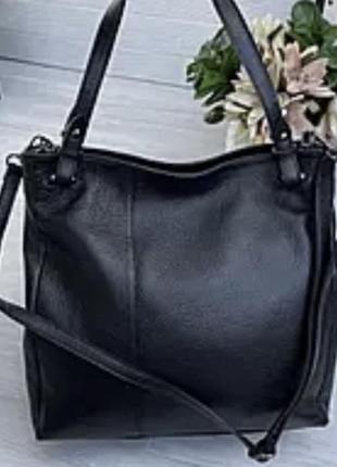 Большая сумка кожаная черна сумка из мягкой кожи итальянская сумка из натуральной кожи