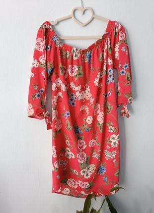 Розпродаж ❗плаття сукня базова квітковий принт  червона коротка міні