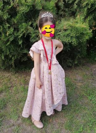 Платье на выпуск, выпускное платье жаккард, праздничное платье на девочку 5-6 лет