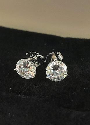Сережки-гвоздики срібло 925 з імітацією діамантів 6мм