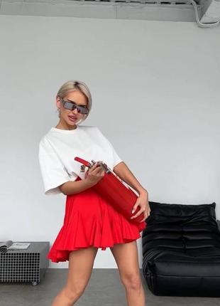 Пышная летняя юбка шорты красная юбка шорты женская подростковая юбка с шортами