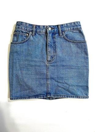 Джинсовая юбка pull bear /размер xs-s/ голубая юбка джинсовая / коротая юбка / летняя юбка / мини юбка _1